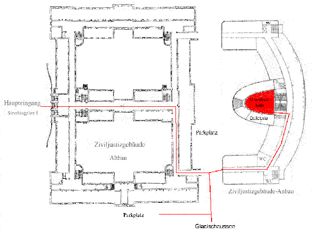 Weg zur Grundbuchhalle